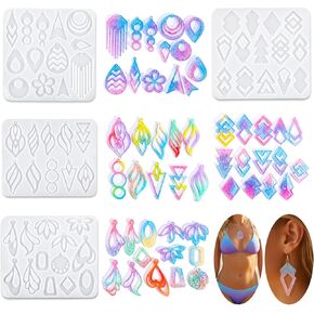 4Pcs Resin Earring Molds, Geometric Resin Jewelry Molds with Hole, Irregular Shaped Silicone Mold for Epoxy Resins Making DIY Earrings Pendant Keychain Mold in Saudi Arabia