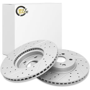 Front for 2009-2019 Toyota Corolla Brake Rotors,for 2009-2014 Toyota Matrix, 2009-2010 Pontiac Vibe, 2008-2014 xD Drilled Slotted disc Brakes Vented Left Right Side Replacement 31505 in Saudi Arabia