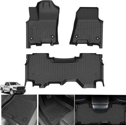 Floor Mats for Ram 1500 Quad Cab Bench 2025, TPE All Weather Protection Floor Liners 1st & 2nd Row, Dodge Ram 1500 Quad Cab Bench Floor Mats Accessories in Kuwait