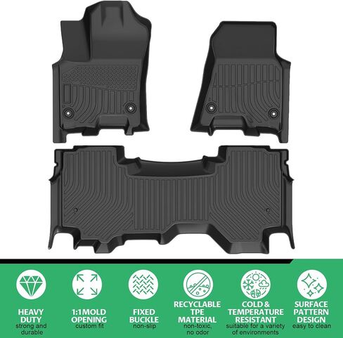 Floor Mats for Ram 1500 Quad Cab Bench 2025, TPE All Weather Protection Floor Liners 1st & 2nd Row, Dodge Ram 1500 Quad Cab Bench Floor Mats Accessories in Kuwait
