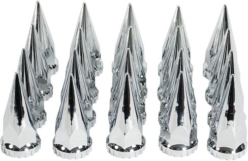 JESONN 20 PCS 33mm Chrome ABS Plastic Pointed Screw on Lug Nut Covers Caps with Flange for Semi Trucks (20) in Saudi Arabia