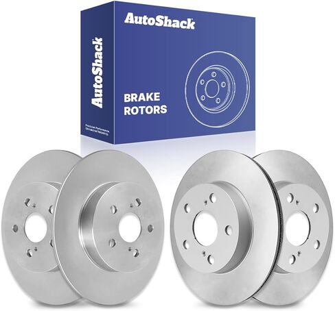 دوارات الفرامل الأمامية والخلفية من AutoShack لسيارة Toyota & Lexus، Prius 2010-2015 CT200h 2011-2016 Prius Plug-In 2012-2015، FWD L4 1.8L - فضي مطلي بالزنك محفور ومشقوق - SilverShield Pro in Kuwait