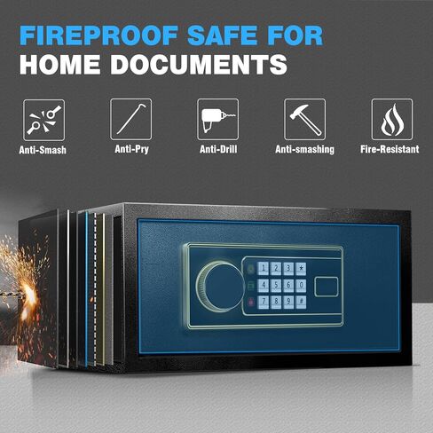 1.8 Cu Ft Safe Box for Home - Steel Lock Box for Office & Home Security, Digital Electronic Keypad, Alarm System & Removable Shelf, Safety Box for Documents Money Jewelry in Saudi Arabia