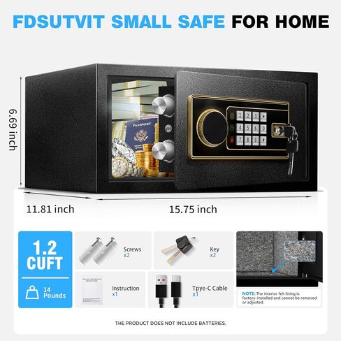 1.8 Cu Ft Safe Box for Home - Steel Lock Box for Office & Home Security, Digital Electronic Keypad, Alarm System & Removable Shelf, Safety Box for Documents Money Jewelry in Saudi Arabia