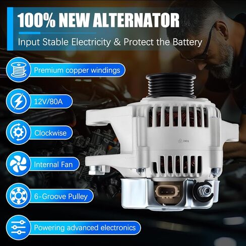Alternator 13878 Fit for Toyota Corolla, Matrix 2003-2008, Celica 2000-2005, Pontiac Vibe 1.8L Automotive Replacement Alternators 27060-22040 102211-1920 27060-0D110 13878N in Kuwait