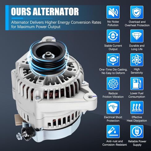 Alternator 13878 Fit for Toyota Corolla, Matrix 2003-2008, Celica 2000-2005, Pontiac Vibe 1.8L Automotive Replacement Alternators 27060-22040 102211-1920 27060-0D110 13878N in Kuwait