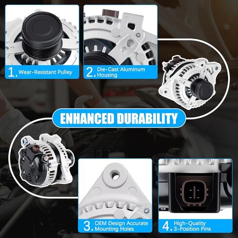 Alternator 11385 Fit for Toyota Corolla 2009-2011, Matrix 2009-2010, for Scion xD 2008-2014, Pontiac Vibe 2009-2010 1.8L Automotive Replacement Alternators 270600T040 27060-0P150 104210-5490 in Kuwait