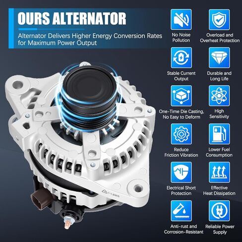 Alternator 11385 Fit for Toyota Corolla 2009-2011, Matrix 2009-2010, for Scion xD 2008-2014, Pontiac Vibe 2009-2010 1.8L Automotive Replacement Alternators 270600T040 27060-0P150 104210-5490 in Kuwait