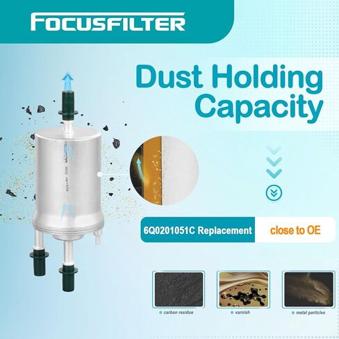 FOCUSFILTER 6Q0201051C OEM Grade Fuel Filter, for Volkswagen Jetta 2005–2017, Golf 2003–2014, Beetle/New Beetle 2000–2019, Passat 2014–2017, Audi A3/TT Quattro, Replaces 6Q0201051A, WK69/2, KL156/3 in Kuwait