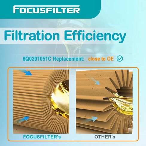 FOCUSFILTER 6Q0201051C OEM Grade Fuel Filter, for Volkswagen Jetta 2005–2017, Golf 2003–2014, Beetle/New Beetle 2000–2019, Passat 2014–2017, Audi A3/TT Quattro, Replaces 6Q0201051A, WK69/2, KL156/3 in Kuwait