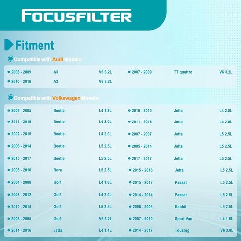 FOCUSFILTER 6Q0201051C OEM Grade Fuel Filter, for Volkswagen Jetta 2005–2017, Golf 2003–2014, Beetle/New Beetle 2000–2019, Passat 2014–2017, Audi A3/TT Quattro, Replaces 6Q0201051A, WK69/2, KL156/3 in Kuwait