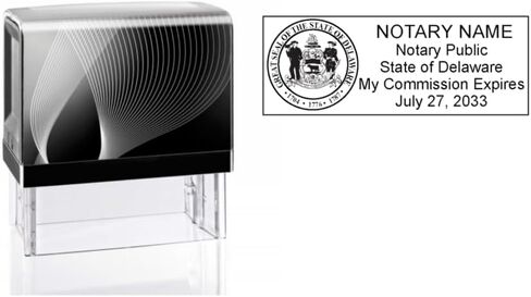 Delaware Notary Stamp | Hubco Printer 40 Self Inking Stamp (Black Case) with Delaware State Seal Image in Kuwait