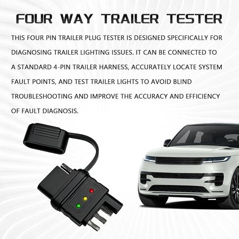 4-Pin Trailer Light Tester, 4-Way Dual-End Flat Trailer Wiring Tester with Male & Female Plug and LED Indicators, Light Circuit Connector Testing Tool for Turn Signal Tail Lights Trouble Shooter in Saudi Arabia