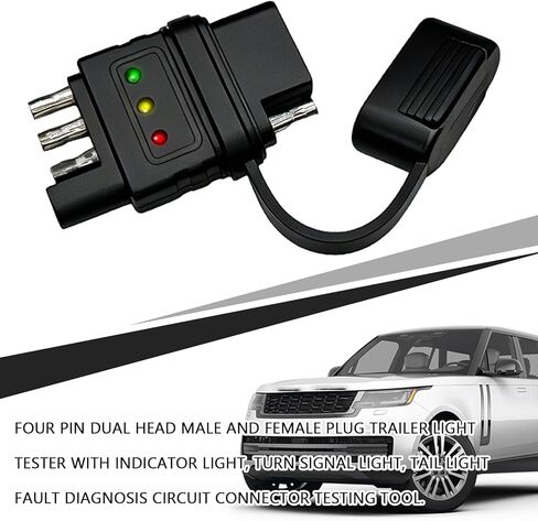 4-Pin Trailer Light Tester, 4-Way Dual-End Flat Trailer Wiring Tester with Male & Female Plug and LED Indicators, Light Circuit Connector Testing Tool for Turn Signal Tail Lights Trouble Shooter in Saudi Arabia