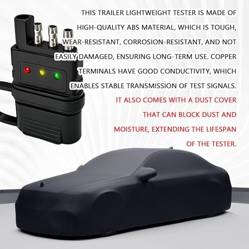 4-Pin Trailer Light Tester, 4-Way Dual-End Flat Trailer Wiring Tester with Male & Female Plug and LED Indicators, Light Circuit Connector Testing Tool for Turn Signal Tail Lights Trouble Shooter in Saudi Arabia