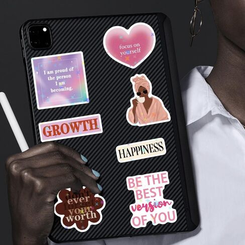 100PCS Melanin Black Girls Vision Board Aesthetic Starry Glitter Stickers, Pink Motivational Inspirational Laptop Planner Jounal Scrapbook Water Bottles Waterproof Decal for Adults Black Women Gift in Saudi Arabia