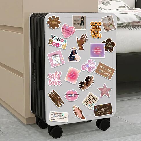 100PCS Melanin Black Girls Vision Board Aesthetic Starry Glitter Stickers, Pink Motivational Inspirational Laptop Planner Jounal Scrapbook Water Bottles Waterproof Decal for Adults Black Women Gift in Saudi Arabia