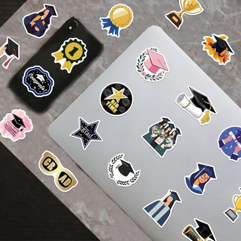 50Pcs Graduation Stickers Graduation Cap Vinyl Stickers for Journaling Scrapbooking Vision Board Supplies Water Bottle Laptops Phone for Party Decorations in Kuwait