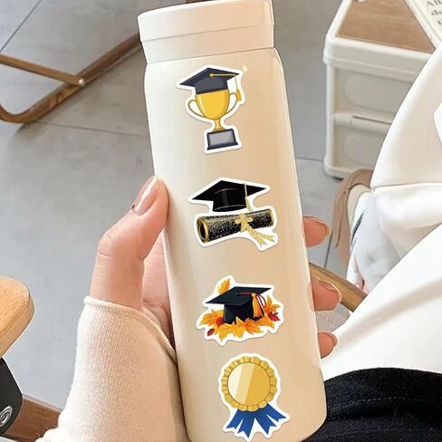 50Pcs Graduation Stickers Graduation Cap Vinyl Stickers for Journaling Scrapbooking Vision Board Supplies Water Bottle Laptops Phone for Party Decorations in Kuwait