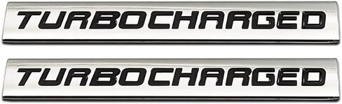 2Pcs Metal 3D Chrome Turbocharged Logo Car Emblem V6 V8 Ening Badge Supercharged Turbo Sticker for Racing SUV Auto (Silver&Black) in Saudi Arabia