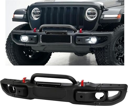 المصد الأمامي KUAFU متوافق مع طراز 2007-2018 Wrangler JK Rubicon للذكرى العاشرة من الفولاذ المطلي بمسحوق أسود in Kuwait