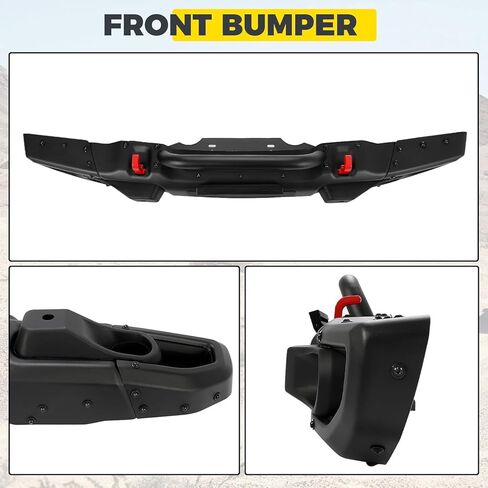 المصد الأمامي KUAFU متوافق مع طراز 2007-2018 Wrangler JK Rubicon للذكرى العاشرة من الفولاذ المطلي بمسحوق أسود in Kuwait