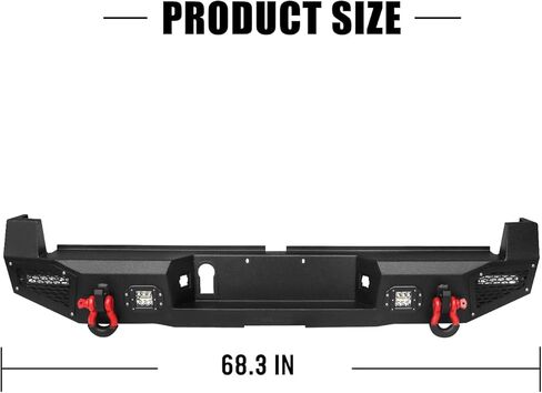 Rear Bumper for T-acoma, AAIWA Pickup Truck Off Road Bumper with 4 LED Lights and 2 D-ring Compatible with T-acoma 2016 2017 2018 2019 2020 2021 2022 2023, Textured Black in Saudi Arabia