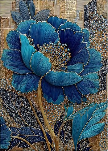 Blue Flower Puzzles for Adults 1000 Pieces, Beautiful Vintage Elegant Floral Jigsaw Puzzles, Diamond Aesthetic Art Plant Theme Puzzle Challenge for Adults Artistic in Kuwait