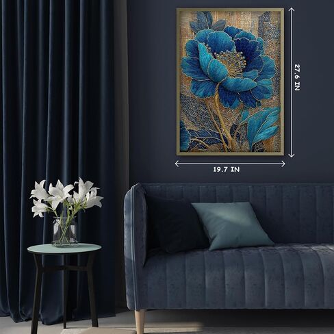 Blue Flower Puzzles for Adults 1000 Pieces, Beautiful Vintage Elegant Floral Jigsaw Puzzles, Diamond Aesthetic Art Plant Theme Puzzle Challenge for Adults Artistic in Kuwait