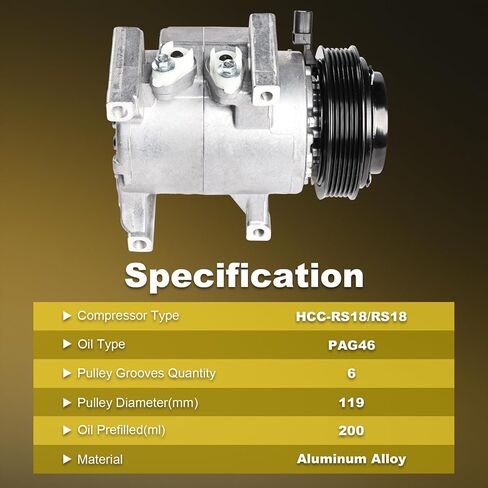 Air Conditioning AC Compressor with Clutch Compatible with Jeep Grand Cherokee 2011-2016 & Dodge Charger 2011-2013, Durango 2011-2015, Challenger 2011-2014 & Chrysler 300 2011-2013, 3.0L 3.6L in Saudi Arabia