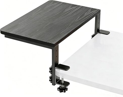 Clamp-On Desk Extender & Monitor Riser, 15" x 9.5" Adjustable Shelf, 3-in-1 No-Drill Desktop Organizer, 44 lbs Heavy Duty Stand for Office Gaming (Brown) in Saudi Arabia