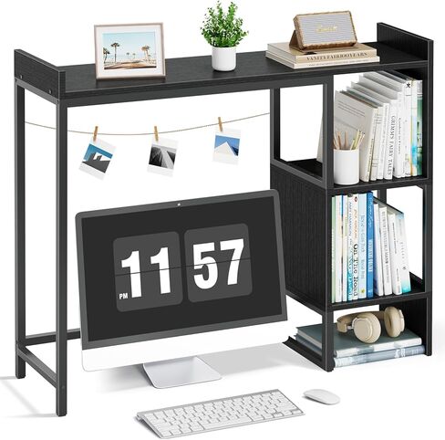 White 37" Desk Hutch for Table Top, Dorm Desk Bookshelf with Side Baffles, Desktop Organizer Shelf for Office & College, Monitor Riser Stand in Saudi Arabia