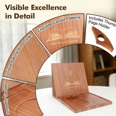 Triangle Book Holder Stand & Reading Valet, Foldable Wooden Book Rest with Cup, Phone, Glasses & Pen Holder, Includes Thumb Page Holder, Ideal Reading Accessory Gift for Book Lovers, Readers in Saudi Arabia