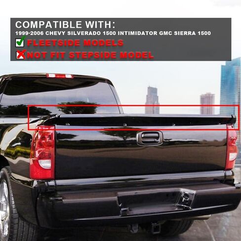 G-PLUS Tailgate Spoiler Molding Cap Compatible with Chevy Silverado 1500 Intimidator/GMC Sierra 1500 Pick Up Truck 1999-2006 Rear Tail Wing Spoiler (Only Fit Fleetside Models. Not Fit Stepside Model) in Kuwait