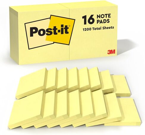 Post-it Notes, 16 Sticky Note Pads, 3 x 3 in., School Supplies and Office Products, The Iconic Canary Yellow Note in Kuwait
