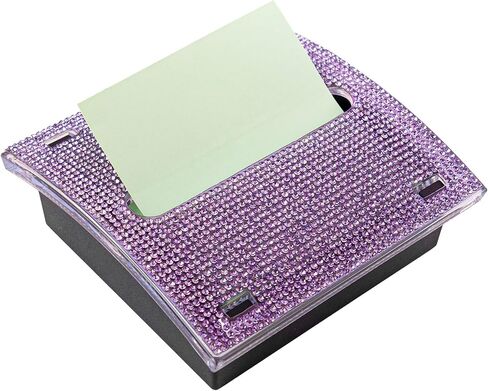 Framendino, Bling Self Sticky Note Holder 3 x 3 Inch Crystal Post It Notes Dispenser for Office Home Desk Accessories (Purple) in Kuwait