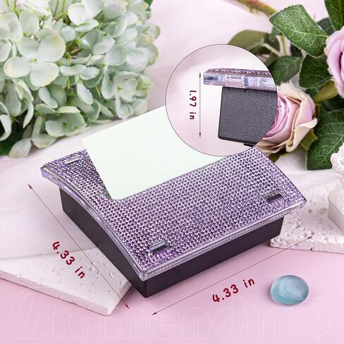 Framendino, Bling Self Sticky Note Holder 3 x 3 Inch Crystal Post It Notes Dispenser for Office Home Desk Accessories (Purple) in Kuwait