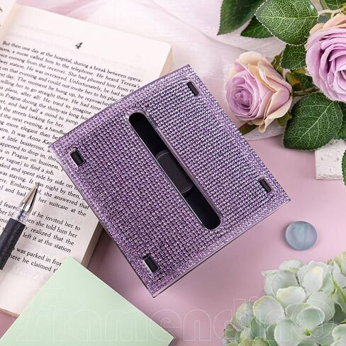 Framendino, Bling Self Sticky Note Holder 3 x 3 Inch Crystal Post It Notes Dispenser for Office Home Desk Accessories (Purple) in Kuwait