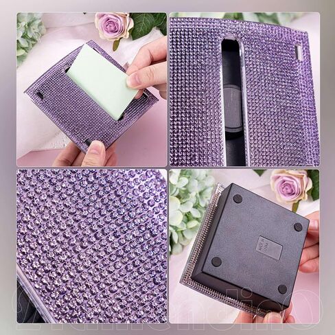Framendino, Bling Self Sticky Note Holder 3 x 3 Inch Crystal Post It Notes Dispenser for Office Home Desk Accessories (Purple) in Kuwait
