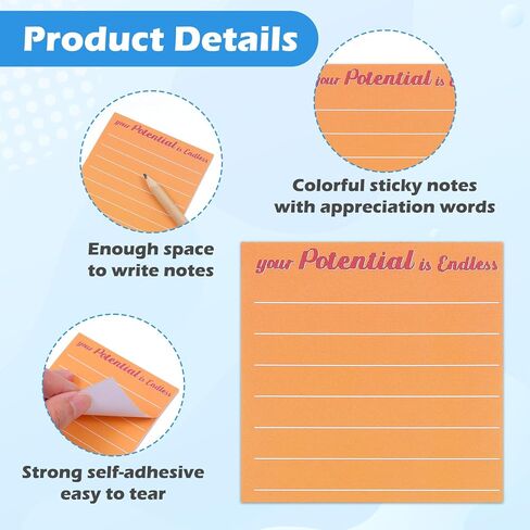 36 Pcs Inspirational Sticky Notes 3 x 3'' Employee Appreciation Gifts Bulk Lined Motivational Note Pads Thank You Gifts for Teacher Nurse Coworker Office(Appreciation) in Saudi Arabia