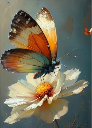 PFFNGPEN Butterfly Diamond Painting Kits for Adults, 5D DIY Flower Diamond Art Kits for Beginners, Full Drill Round Diamond Art for Home Wall Decor,12x16 inch in Saudi Arabia