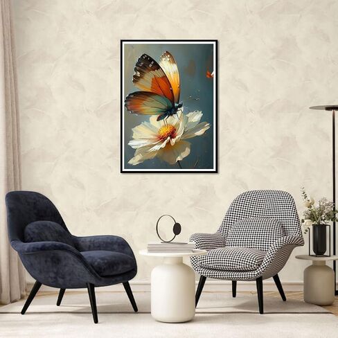 PFFNGPEN Butterfly Diamond Painting Kits for Adults, 5D DIY Flower Diamond Art Kits for Beginners, Full Drill Round Diamond Art for Home Wall Decor,12x16 inch in Saudi Arabia