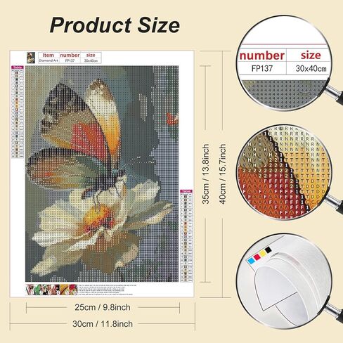 PFFNGPEN Butterfly Diamond Painting Kits for Adults, 5D DIY Flower Diamond Art Kits for Beginners, Full Drill Round Diamond Art for Home Wall Decor,12x16 inch in Saudi Arabia