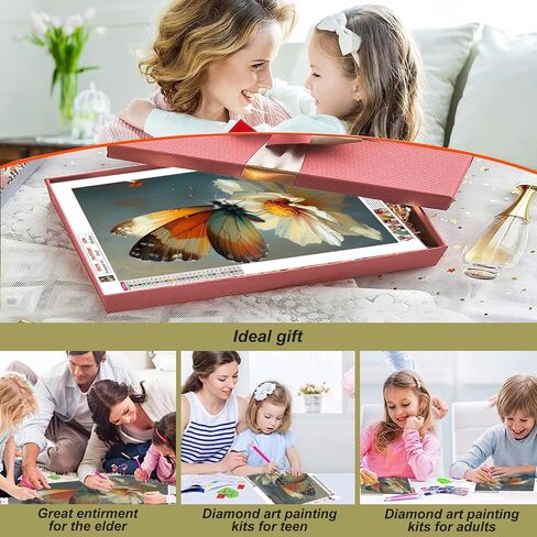 PFFNGPEN Butterfly Diamond Painting Kits for Adults, 5D DIY Flower Diamond Art Kits for Beginners, Full Drill Round Diamond Art for Home Wall Decor,12x16 inch in Saudi Arabia