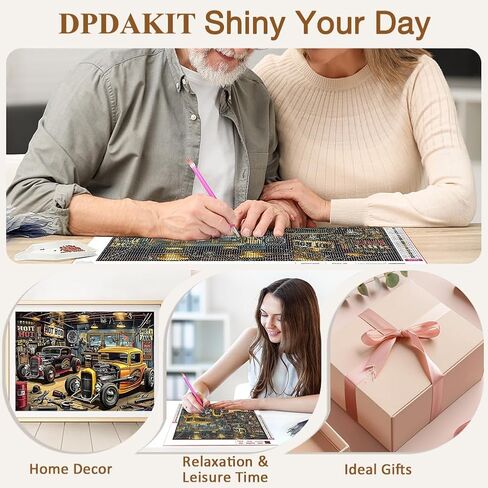 DPDAKIT Car Diamond Painting Kits for Adults, Vehicle Diamond Art Kits for Adults Beginner, 5D DIY Round Full Gem Art Crafts for Home Wall Decor Gift, 16x12 inch in Saudi Arabia