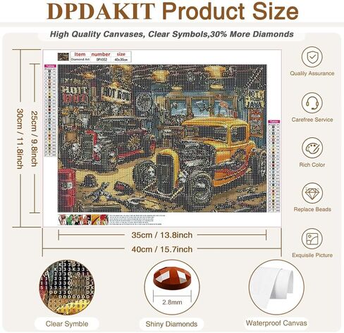 DPDAKIT Car Diamond Painting Kits for Adults, Vehicle Diamond Art Kits for Adults Beginner, 5D DIY Round Full Gem Art Crafts for Home Wall Decor Gift, 16x12 inch in Saudi Arabia