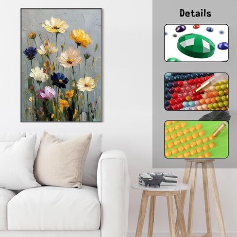 GUMITOON Diamond Art Kits for Adults-Flower Full Drill Diamond Dots Paintings for Beginners, Round 5D Paint with Diamonds Pictures Gem Art Painting Kits DIY Crafts Kits 12"x16" QCY-160 in Saudi Arabia