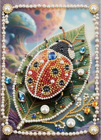 WSLWXSHM Pearl Diamond Painting Kits for Adults Ladybug, 5D Special Shape Diamond Art Kits for Beginners, Crystal Rhinestones Diamond Painting for Home Wall Decoration Gift 12×16inch/30×40cm Insect in Kuwait