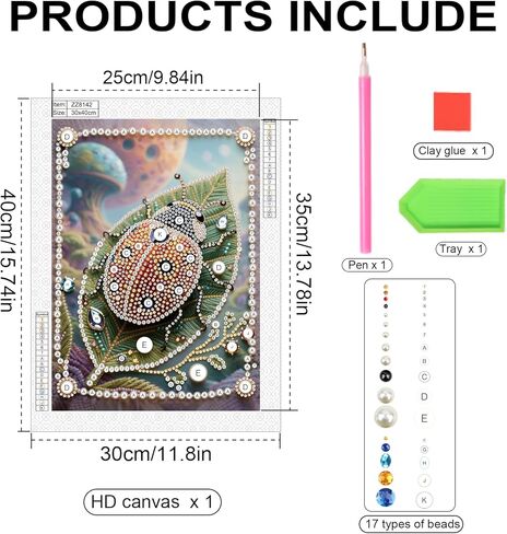 WSLWXSHM Pearl Diamond Painting Kits for Adults Ladybug, 5D Special Shape Diamond Art Kits for Beginners, Crystal Rhinestones Diamond Painting for Home Wall Decoration Gift 12×16inch/30×40cm Insect in Kuwait