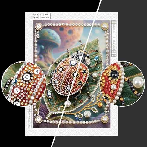 WSLWXSHM Pearl Diamond Painting Kits for Adults Ladybug, 5D Special Shape Diamond Art Kits for Beginners, Crystal Rhinestones Diamond Painting for Home Wall Decoration Gift 12×16inch/30×40cm Insect in Kuwait